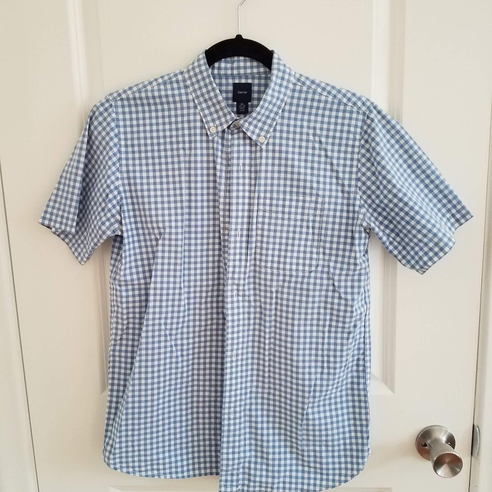 Blue & White Large Check Buttondown Gapkids Shirt